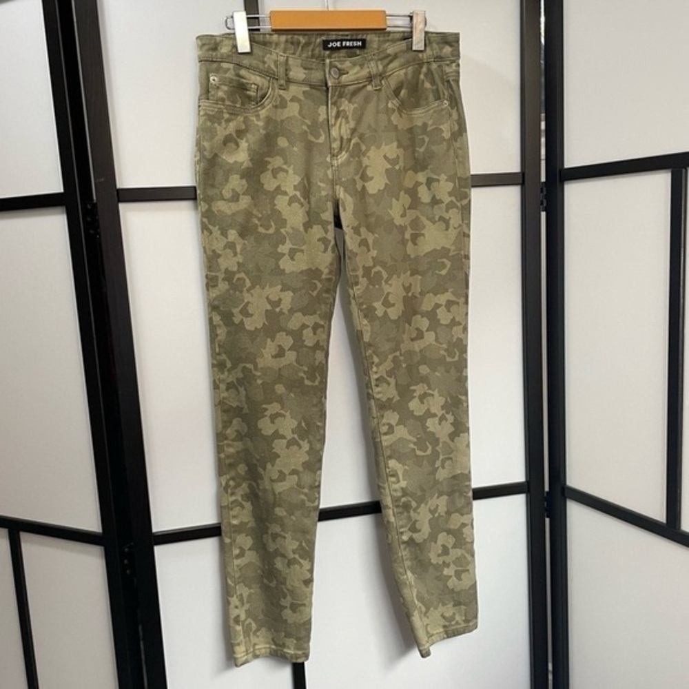 Joe Fresh Green & Brown Camo Print Ultraslim Denim Jean Womens